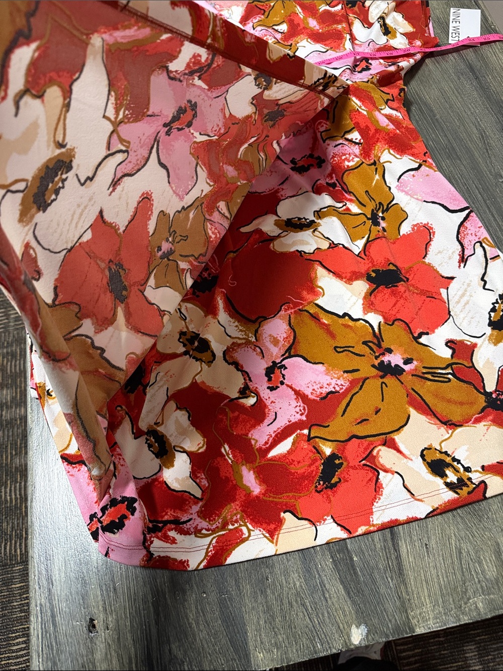 Nine West Floral Wrap Dress in Red, Pink, White, Brown - Picture 12 of 16